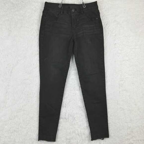 Mac And‎ Me Womens Jeans Skinny Black Wash Denim Distressed Raw Hem Stretch 4 - Picture 1 of 11